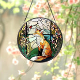 Forest Fox Stained Glass Suncatcher Window Hanging Decor Outdoor Sun Catcher Decor Forest Wall Decor Fox Ornament